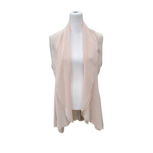 Soft Surroundings Women's Chiffon Waterfall Draped Sweater Vest Size‎ Small Pink